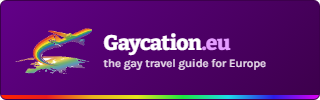 Gaycation.eu banner, 320 by 100 pixels, Dark
