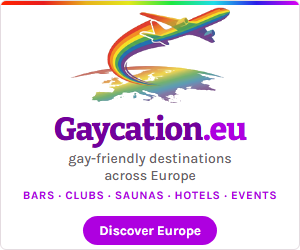 Gaycation.eu banner, 300 by 250 pixels, Light