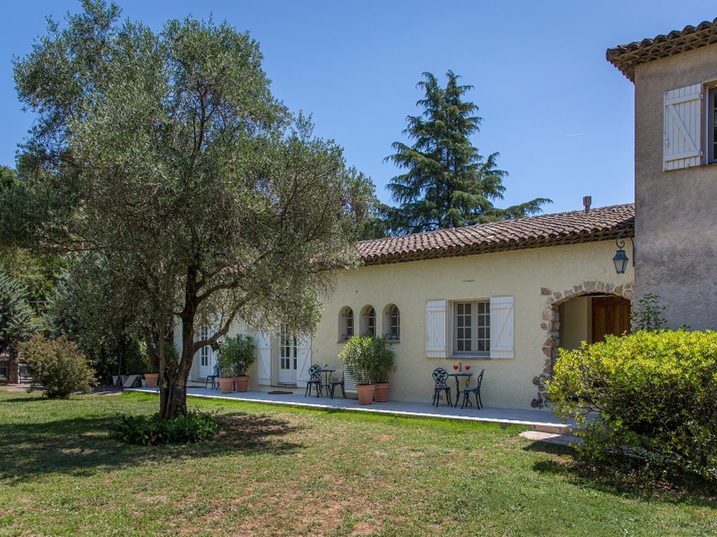 The rear of the house, seen across the garden.